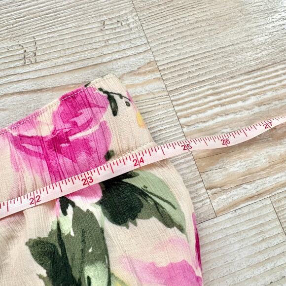 New Abercrombie Crinkle Cropped Floral Pull On Wide Leg Pant | Size XXXL Short - Picture 7 of 9